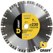 Алмазный диск по армированному бетону и камню 230x10х22,23 мм GRAFF серия "Expert"